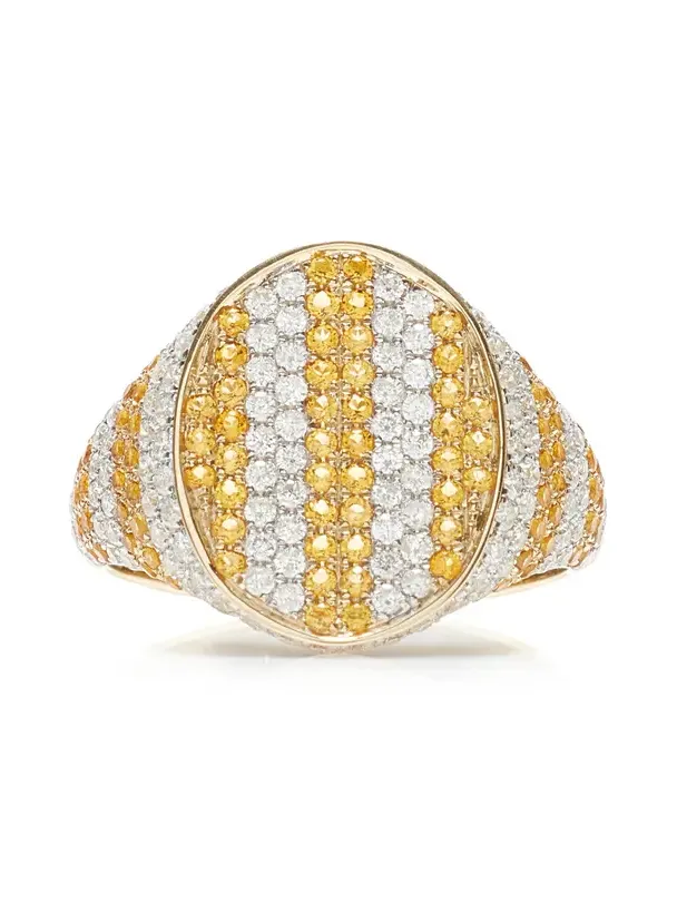 Exclusive Riviera 9K Yellow Gold Citrine; Diamond Signet Ring