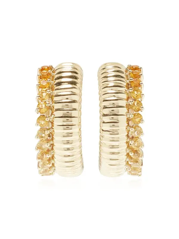 Exclusive Riviera Buoyed Brelingot 9K Yellow Gold Ombre Citrine Hoop Earrings