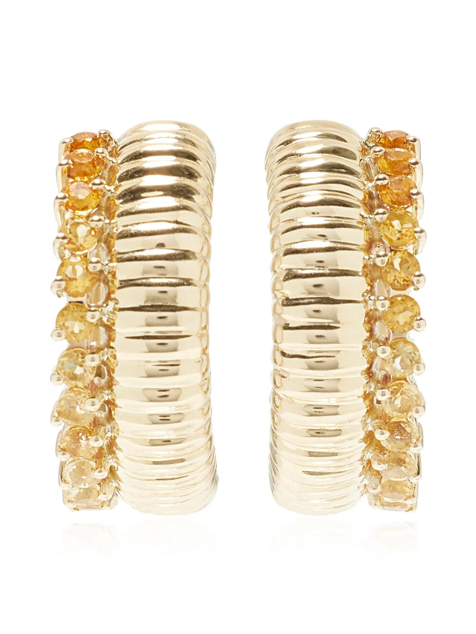Yvonne Léon Exclusive Riviera Buoyed Brelingot 9K Yellow Gold Ombre Citrine Hoop Earrings