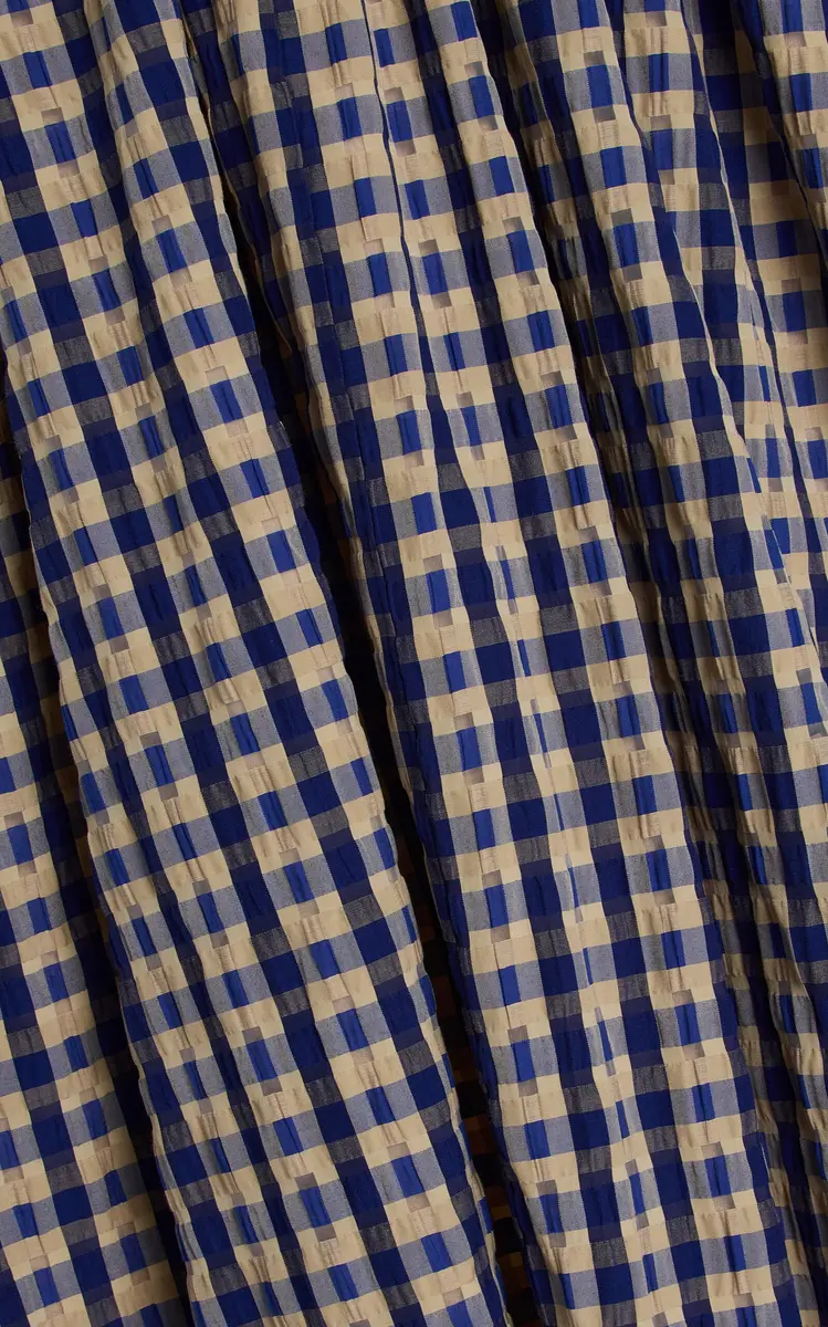 Rosie Assoulin Halt(Er) In The Name of Love Checked-Seersucker Midi Dress | Thumbnail 5
