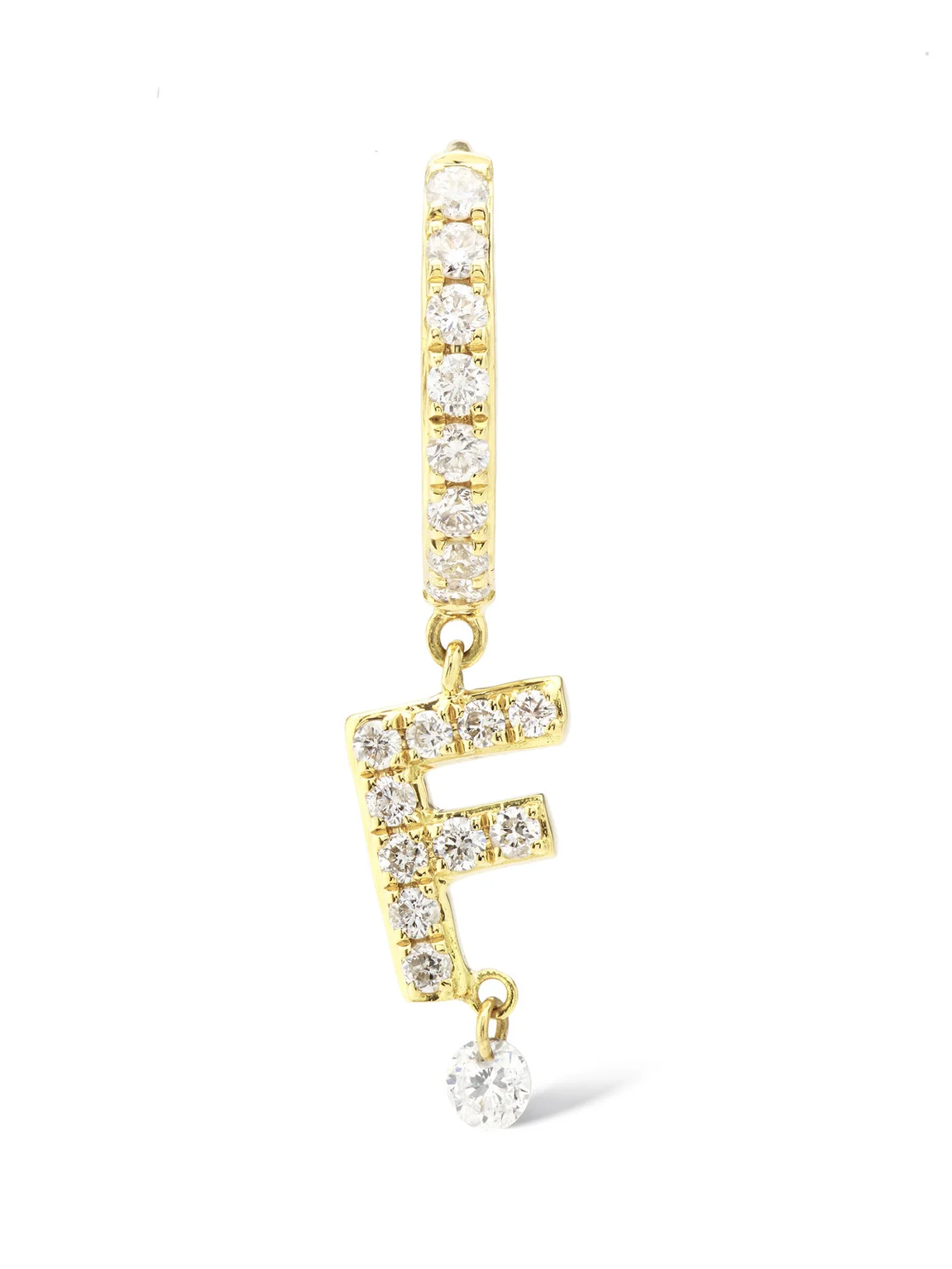 Persée 18K Yellow Gold Alphabet Letter Diamond Single Earring-F