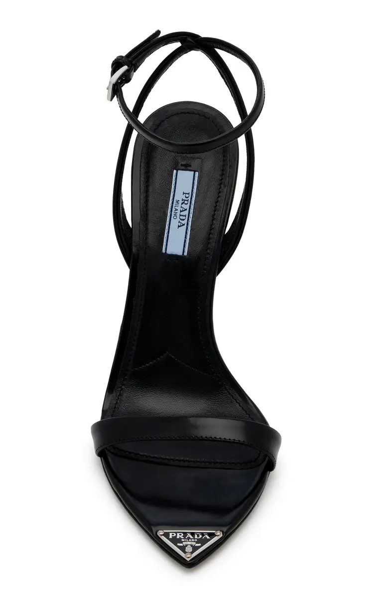 Prada Logo-Detailed Leather Sandals | Thumbnail 4