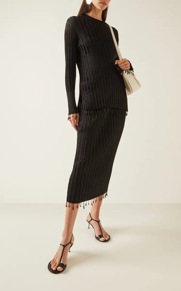 Jil Sander Embellished Plissé-Knit Midi Skirt | Thumbnail 2 Jil Sander Embellished Plissé-Knit Midi Skirt | Thumbnail 2