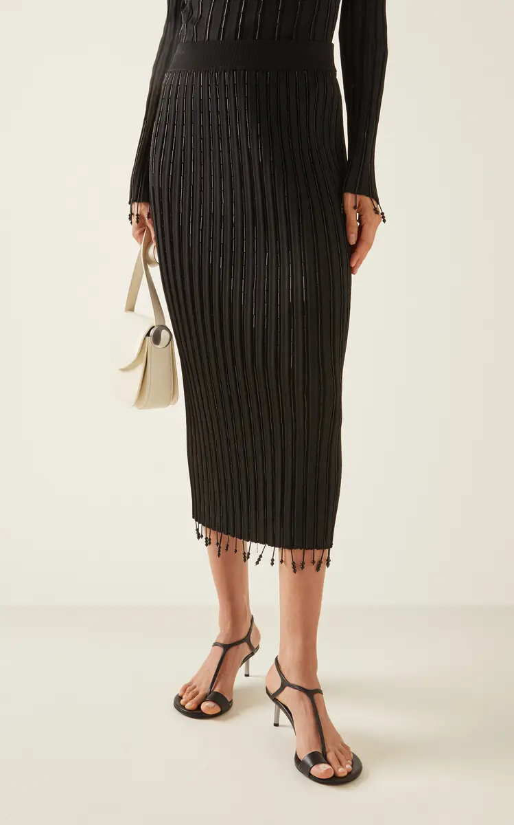 Jil Sander Embellished Plissé-Knit Midi Skirt | Thumbnail 3 Jil Sander Embellished Plissé-Knit Midi Skirt | Thumbnail 3