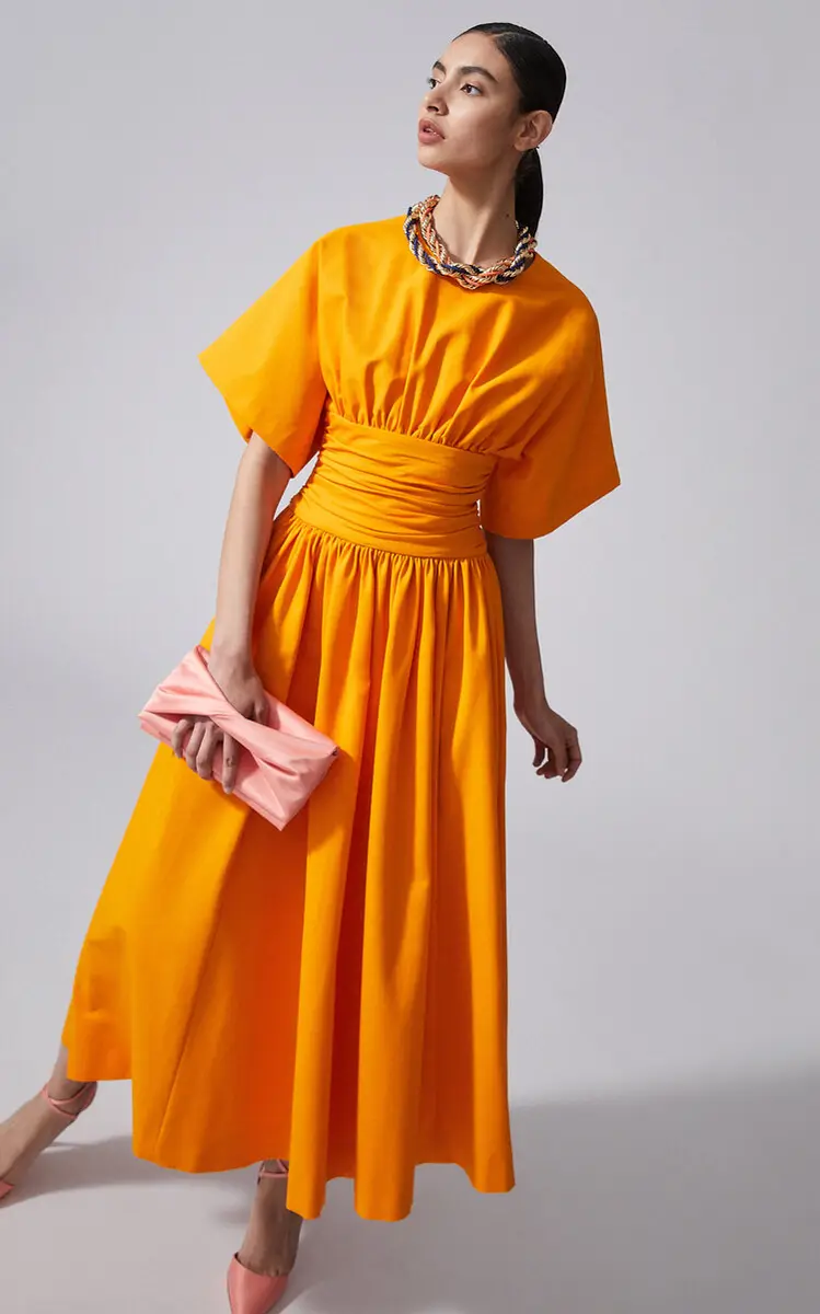 Carolina Herrera Ruched Cotton Poplin Midi Dress | Thumbnail 5 Carolina Herrera Ruched Cotton Poplin Midi Dress | Thumbnail 5
