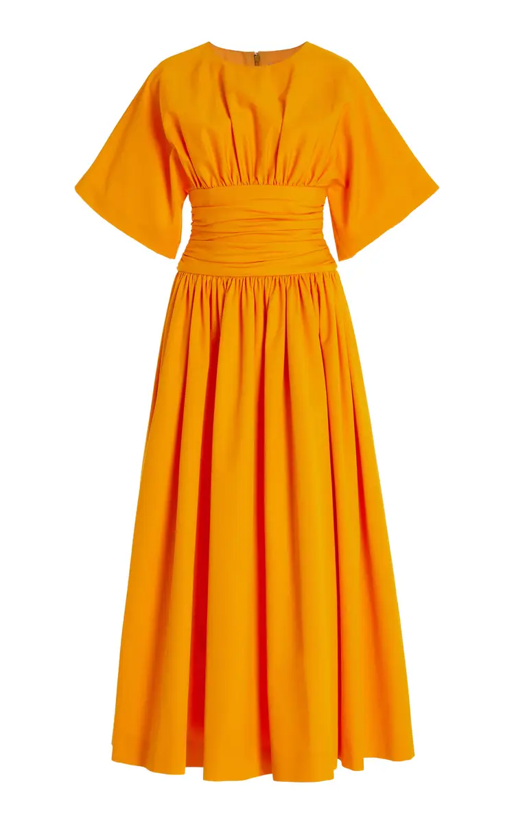 Carolina Herrera Ruched Cotton Poplin Midi Dress | Thumbnail 7 Carolina Herrera Ruched Cotton Poplin Midi Dress | Thumbnail 7