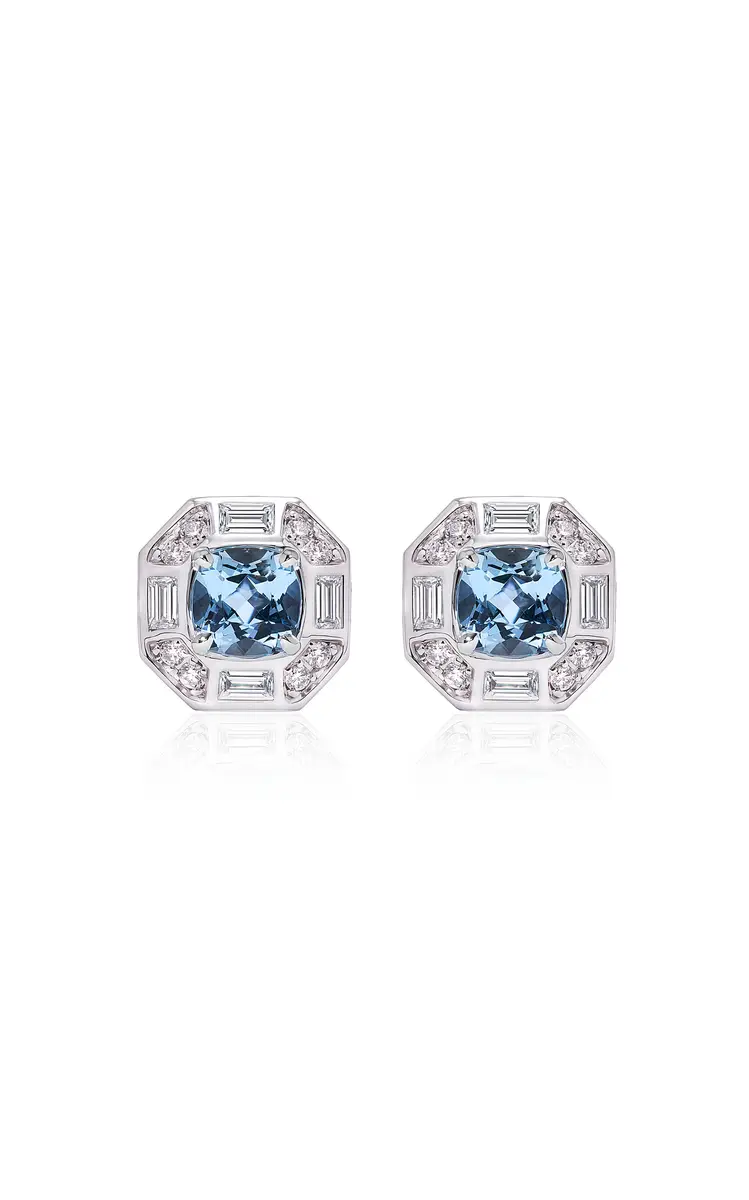 B.P. de Silva Jewellers Deco Darling Aquamarine Stud Earrings | Image 1 B.P. de Silva Jewellers Deco Darling Aquamarine Stud Earrings | Image 1