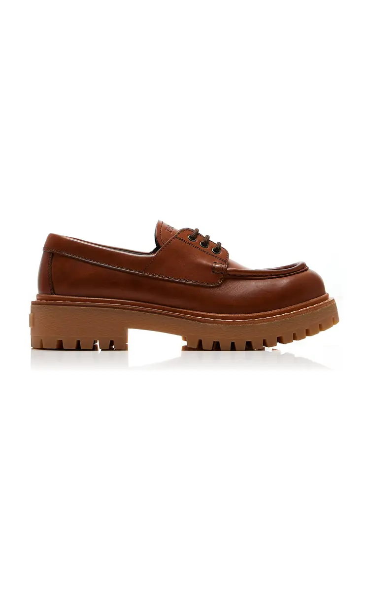 Prada Platform Leather Boat Shoes | Thumbnail 6
