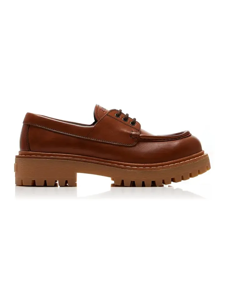 Prada Platform Leather Boat Shoes