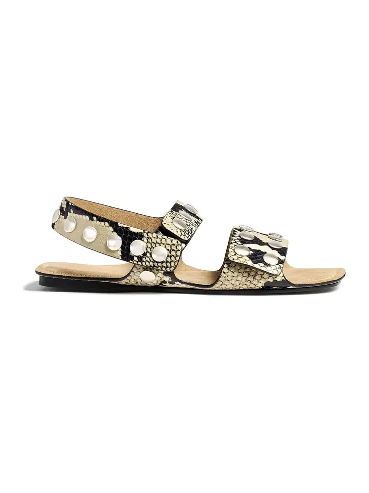 Boden Studded Python-Effect Leather Sandals