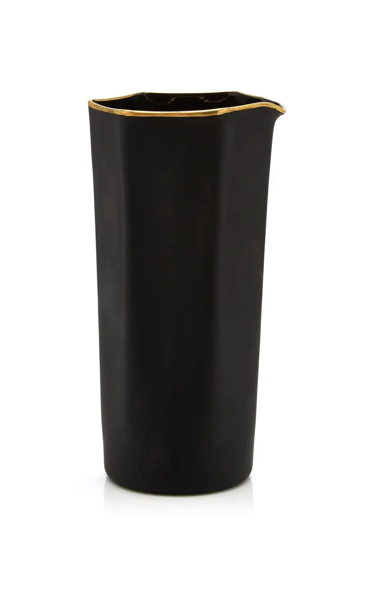 Moda Domus Gold-Tipped Matte Glass Carafe - Black | Image 1 Moda Domus Gold-Tipped Matte Glass Carafe - Black | Image 1