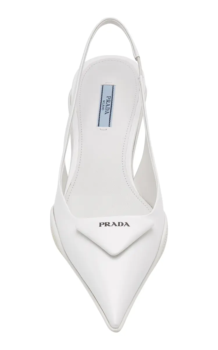 Prada Logo-Detailed Leather Slingback Pumps | Thumbnail 3 Prada Logo-Detailed Leather Slingback Pumps | Thumbnail 3