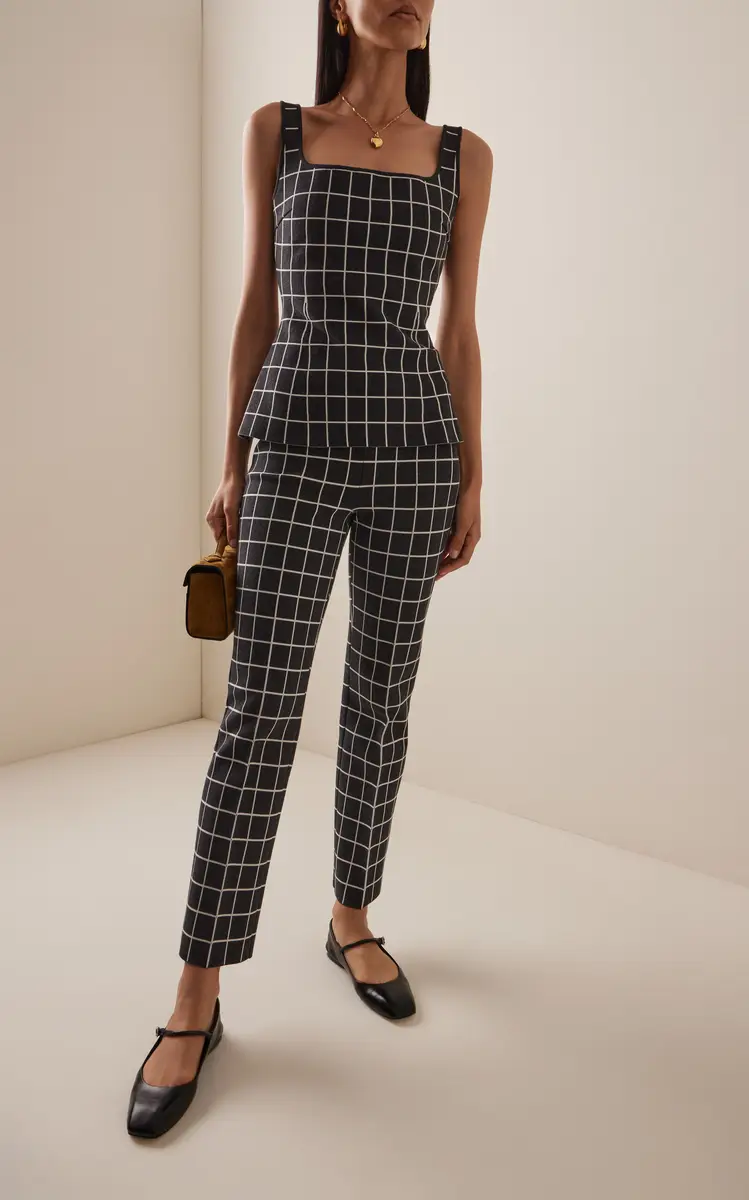 HIGH SPORT Louis Windowpane Cotton-Blend Knit Cropped Pants | Thumbnail 3 HIGH SPORT Louis Windowpane Cotton-Blend Knit Cropped Pants | Thumbnail 3
