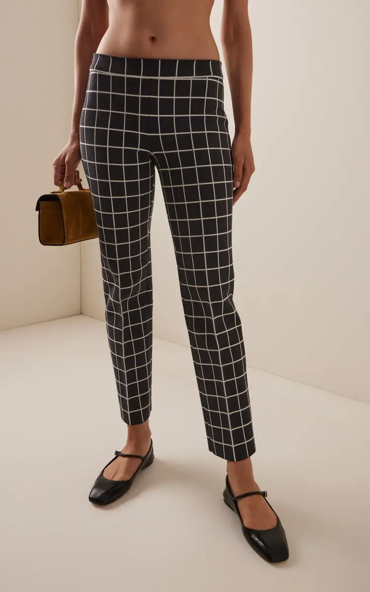 HIGH SPORT Louis Windowpane Cotton-Blend Knit Cropped Pants | Thumbnail 4 HIGH SPORT Louis Windowpane Cotton-Blend Knit Cropped Pants | Thumbnail 4