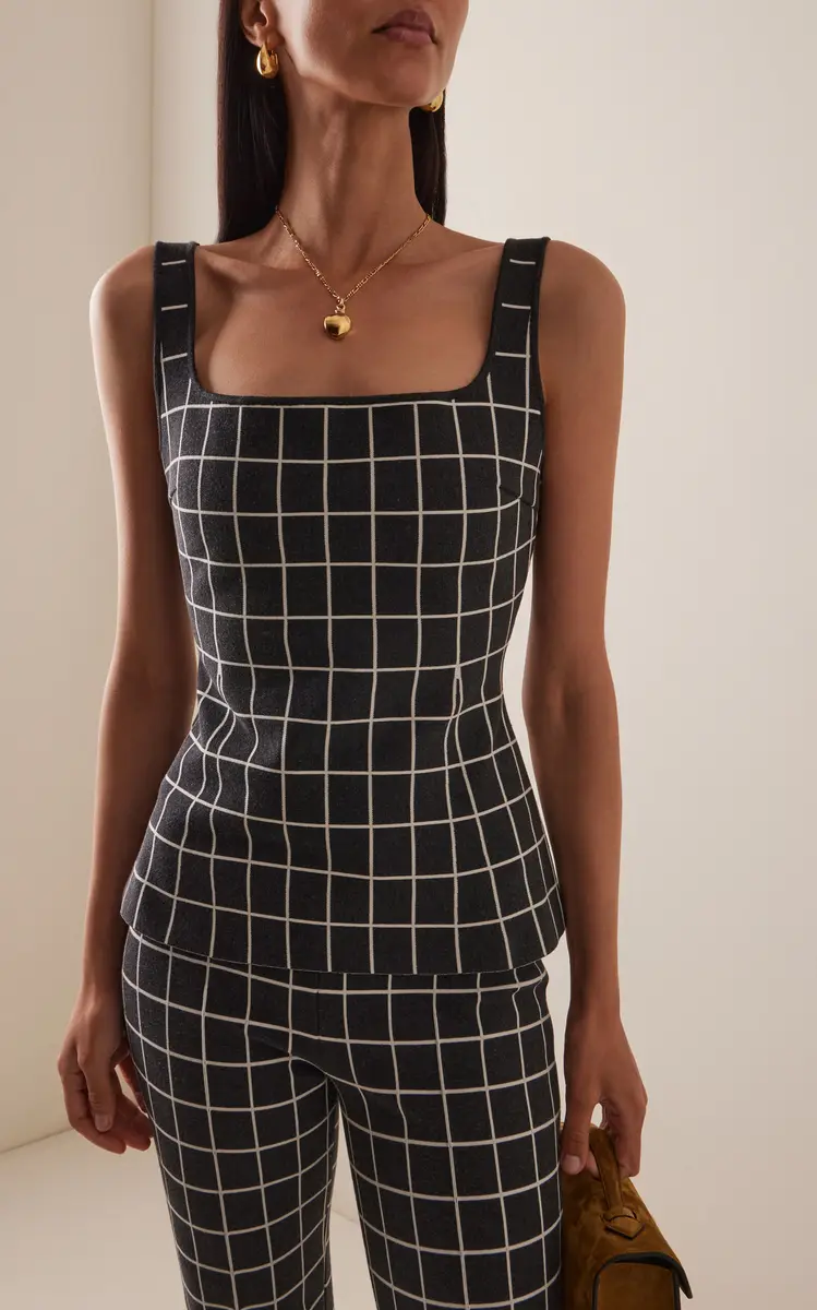 HIGH SPORT Inna Windowpane Cotton-Blend Knit Top | Thumbnail 2 HIGH SPORT Inna Windowpane Cotton-Blend Knit Top | Thumbnail 2