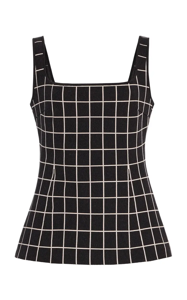 High Sport Inna Windowpane Cotton-Blend Knit Top | Image 1 High Sport Inna Windowpane Cotton-Blend Knit Top | Image 1