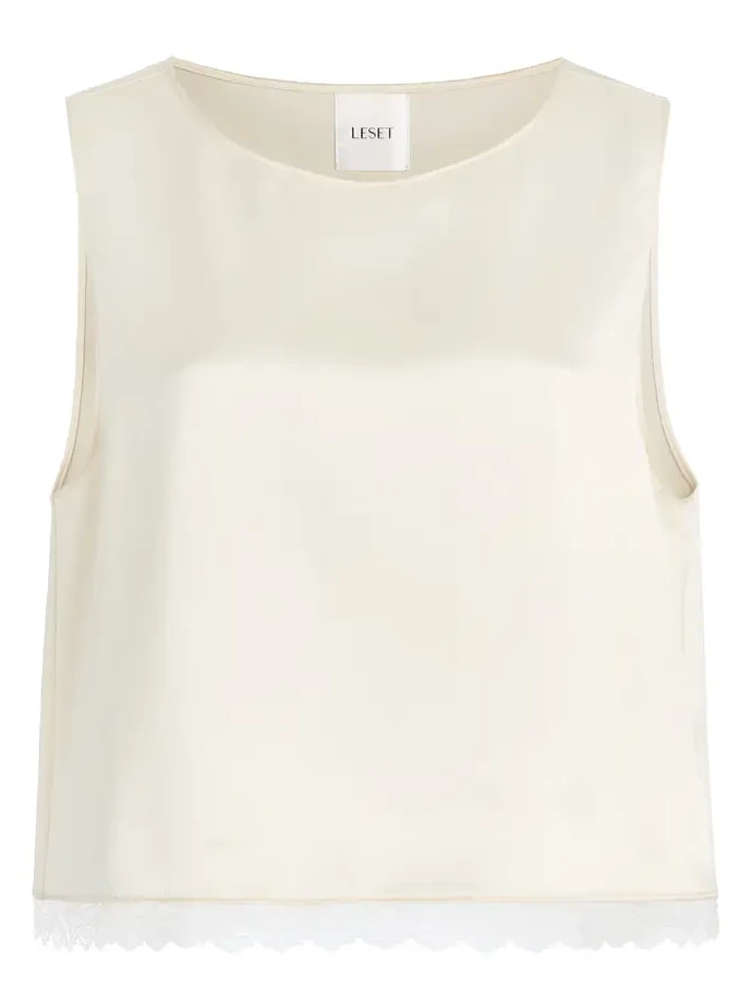 LESET Barb Lace Cropped Top