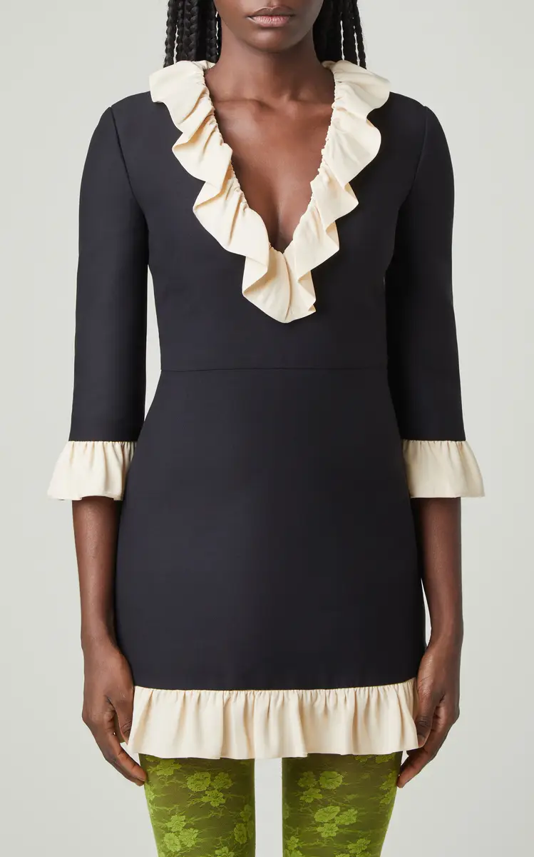 Valentino Garavani Ruffled-Trim Flax Mini Dress | Thumbnail 3