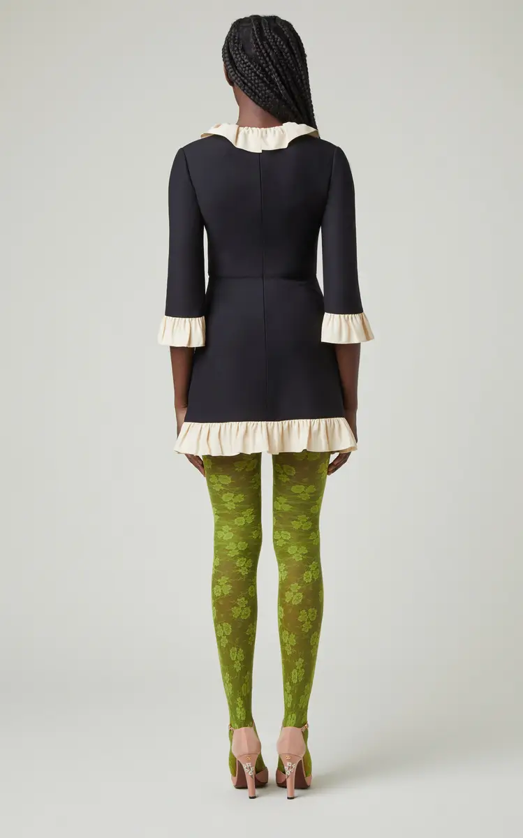 Valentino Garavani Ruffled-Trim Flax Mini Dress | Thumbnail 4