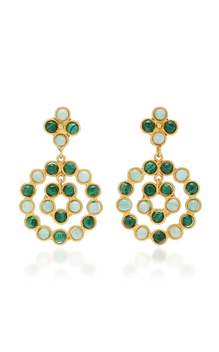 Sylvia Toledano Flower Candies 22K Gold-Plated Malachite and Amazonite Earrings | Thumbnail 4