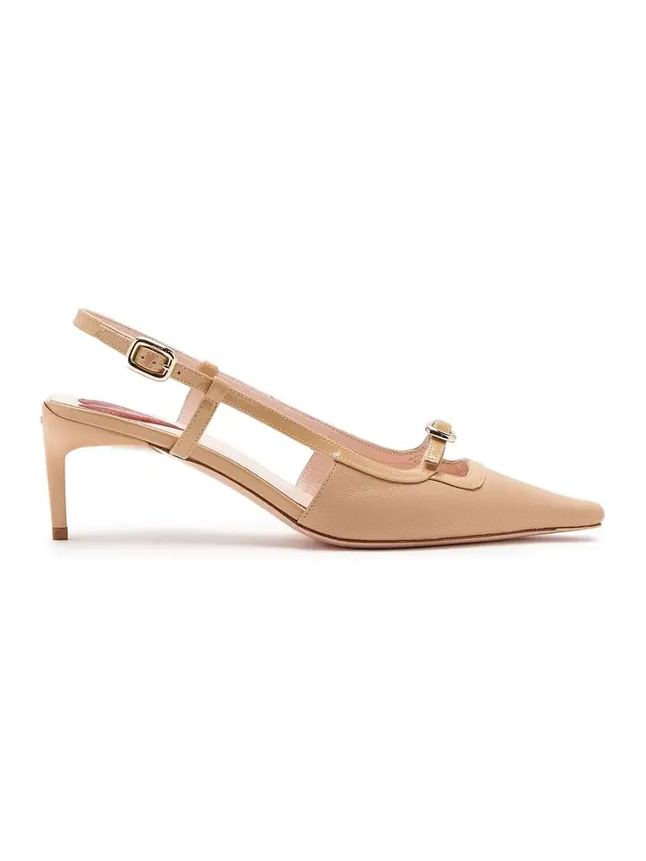 Mini-Buckle Leather Slingback Pumps Mini-Buckle Leather Slingback Pumps