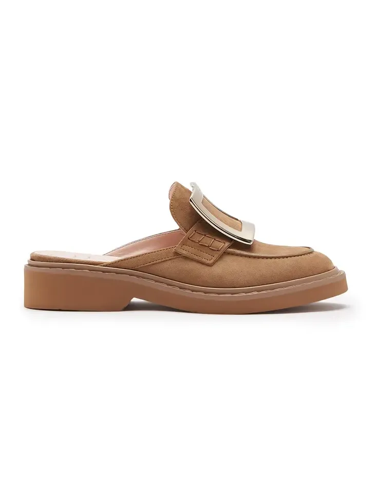 Viv Rangers Buckle-Detailed Suede Mule Loafers Viv Rangers Buckle-Detailed Suede Mule Loafers