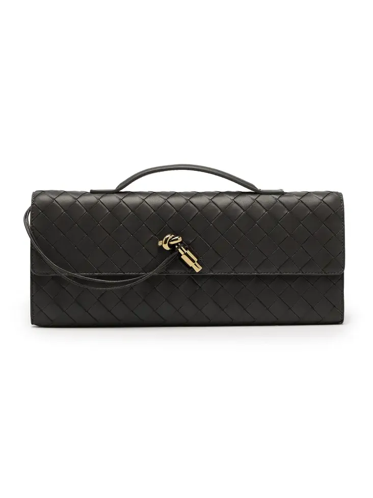 Long Andiamo Intrecciato Leather Clutch