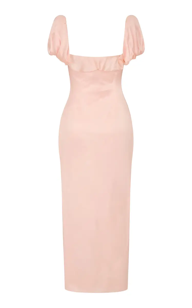 DE LA VALI Eden Ruffled Satin Maxi Dress | Thumbnail 5