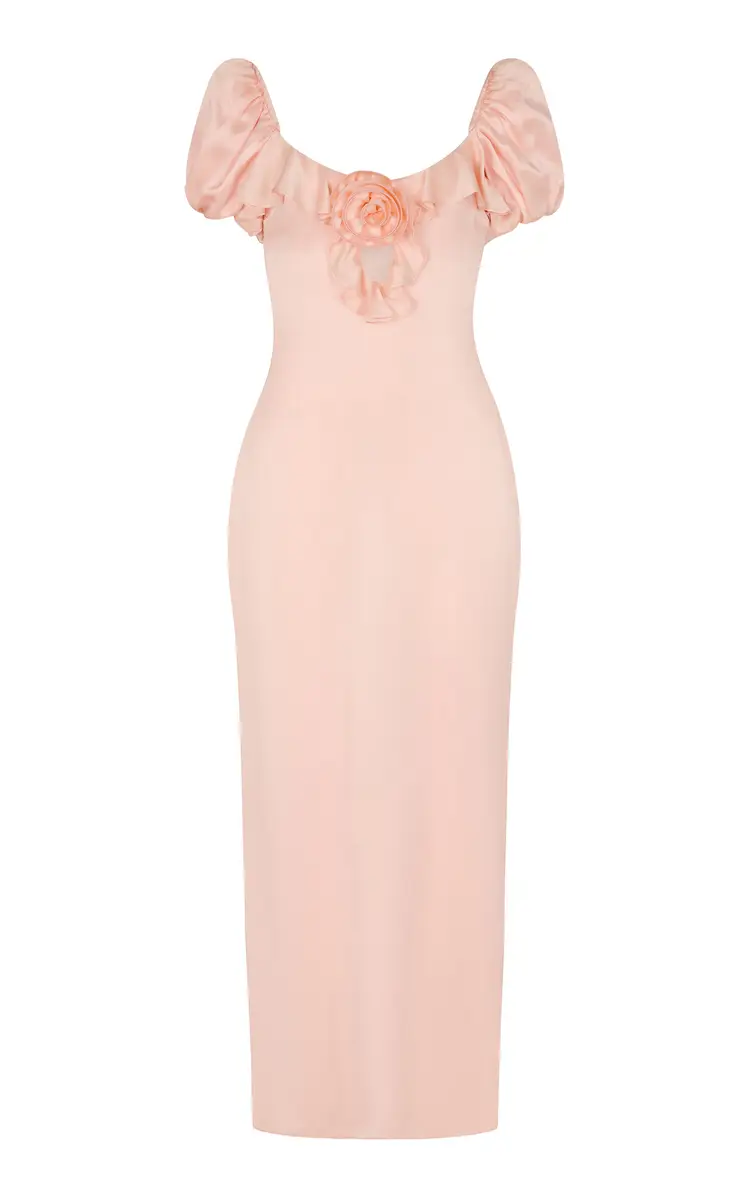 DE LA VALI Eden Ruffled Satin Maxi Dress | Thumbnail 6