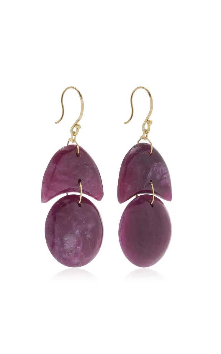 TEN THOUSAND THINGS Tiny Arp 18K Yellow Gold Ruby Earrings | Thumbnail 3 TEN THOUSAND THINGS Tiny Arp 18K Yellow Gold Ruby Earrings | Thumbnail 3