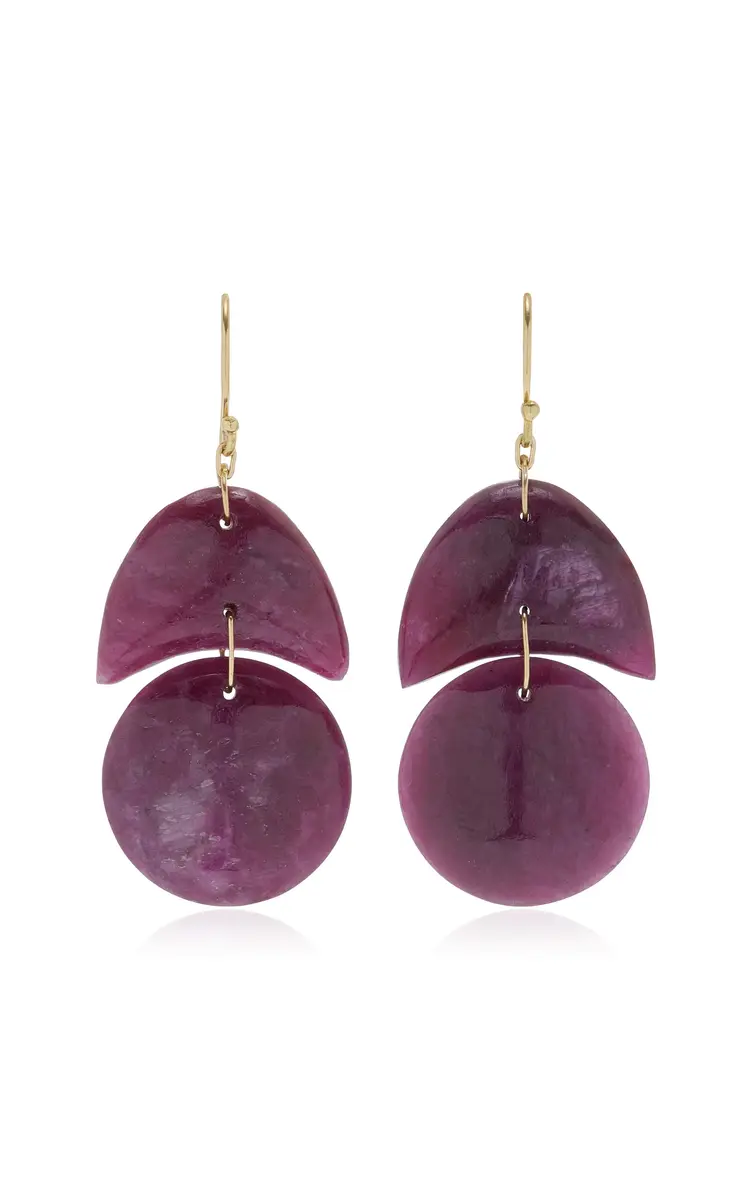 TEN THOUSAND THINGS Tiny Arp 18K Yellow Gold Ruby Earrings | Thumbnail 4 TEN THOUSAND THINGS Tiny Arp 18K Yellow Gold Ruby Earrings | Thumbnail 4