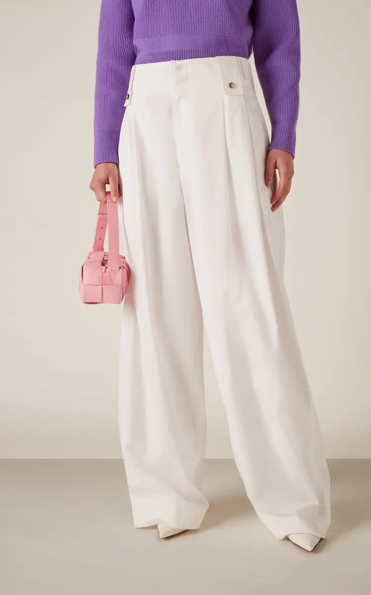 Bottega Veneta Pleated Compact Cotton Wide-Leg Pants | Thumbnail 3 Bottega Veneta Pleated Compact Cotton Wide-Leg Pants | Thumbnail 3