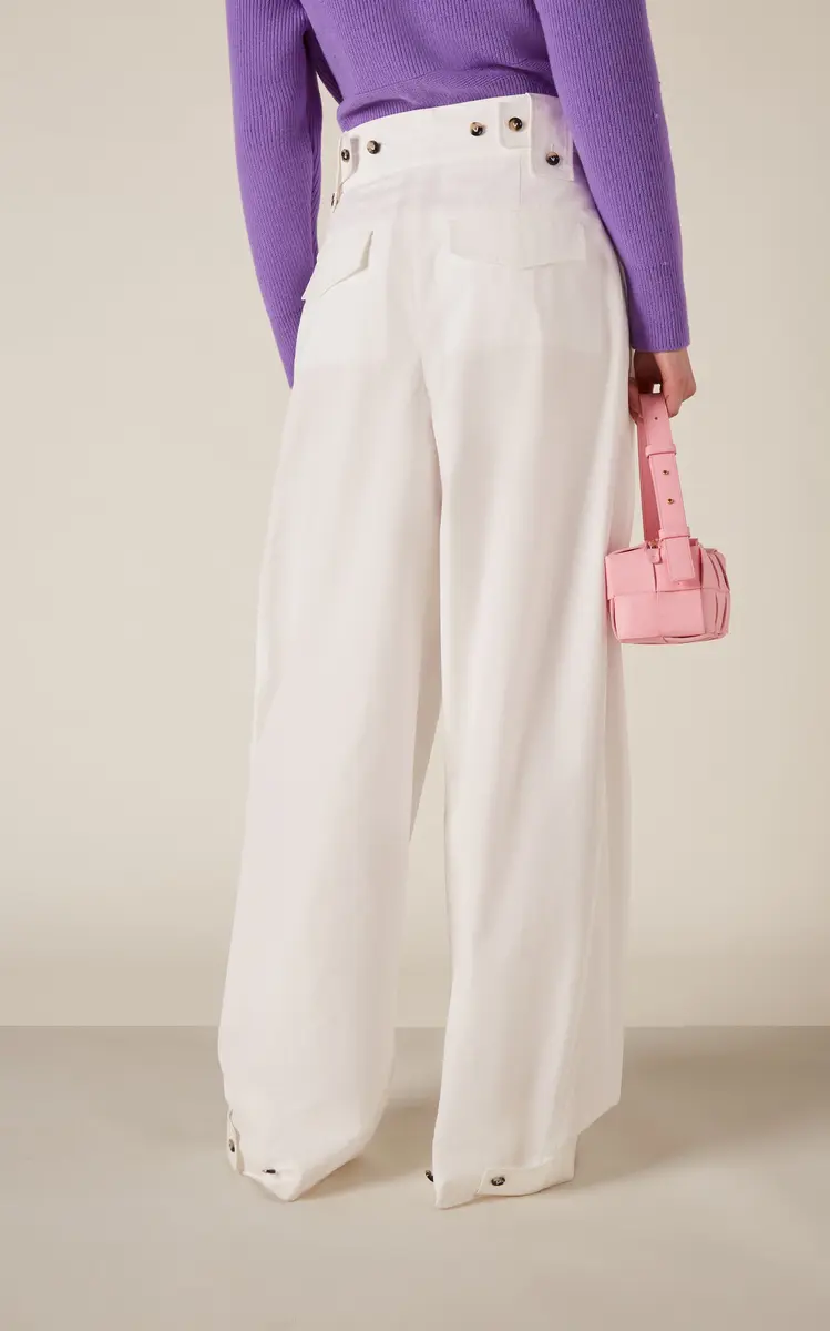 Bottega Veneta Pleated Compact Cotton Wide-Leg Pants | Thumbnail 4 Bottega Veneta Pleated Compact Cotton Wide-Leg Pants | Thumbnail 4