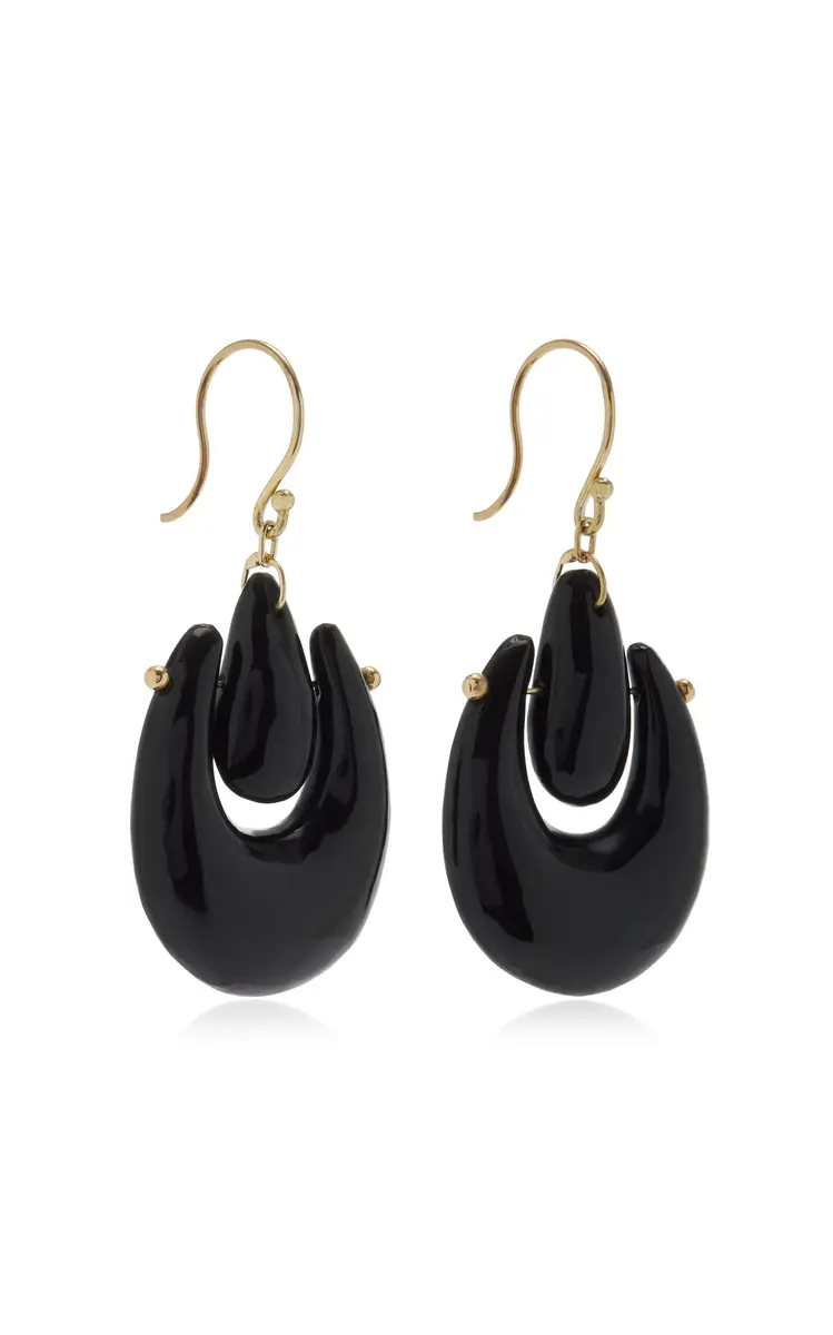 TEN THOUSAND THINGS Small O'Keefe 18K Yellow Gold Onyx Earrings | Thumbnail 3 TEN THOUSAND THINGS Small O'Keefe 18K Yellow Gold Onyx Earrings | Thumbnail 3