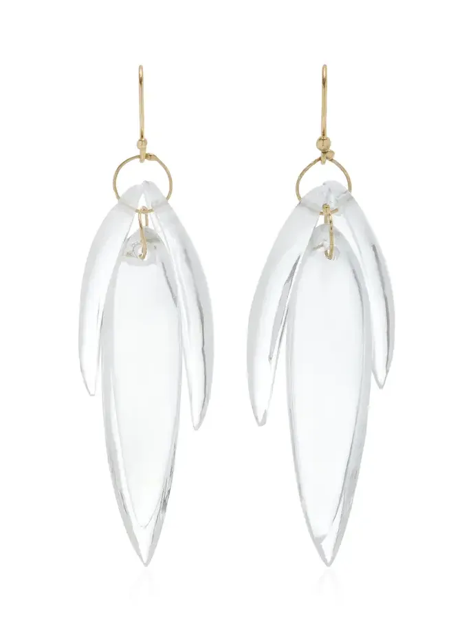 TEN THOUSAND THINGS 18K Yellow Gold Crystal Leaf Earrings