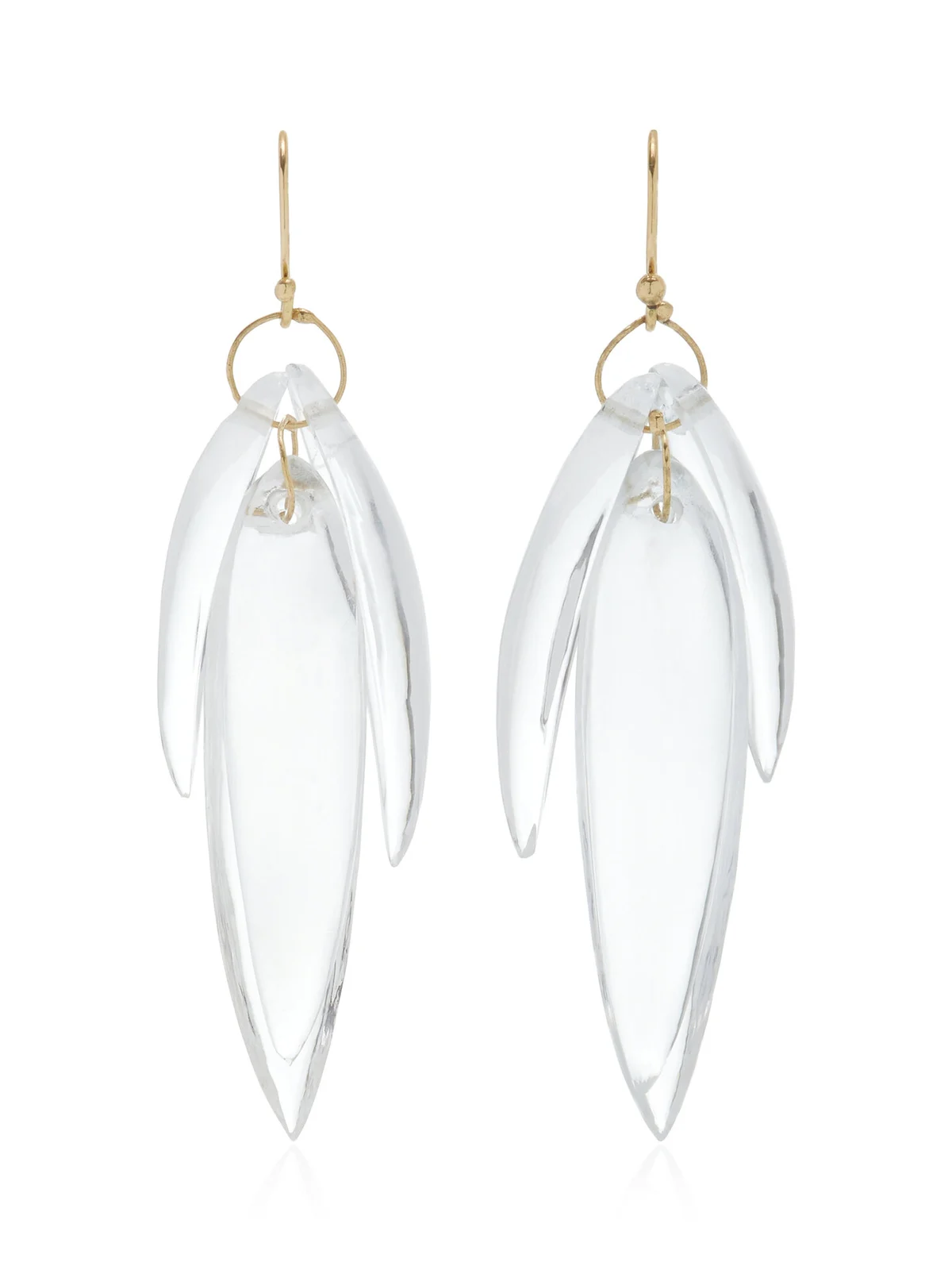 TEN THOUSAND THINGS 18K Yellow Gold Crystal Leaf Earrings