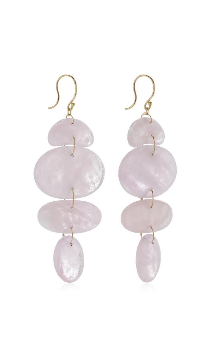 TEN THOUSAND THINGS Small Oval Totem 18K Yellow Gold Morganite Earrings | Thumbnail 3 TEN THOUSAND THINGS Small Oval Totem 18K Yellow Gold Morganite Earrings | Thumbnail 3
