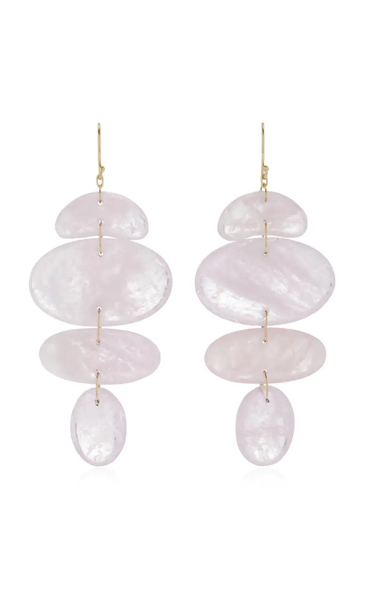 Small Oval Totem 18K Yellow Gold Morganite Earrings Small Oval Totem 18K Yellow Gold Morganite Earrings