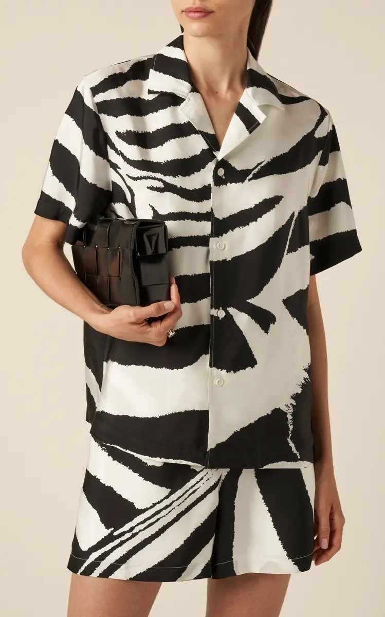 Bottega Veneta Zebra-Print Crepe Parachute Shirt | Thumbnail 2
