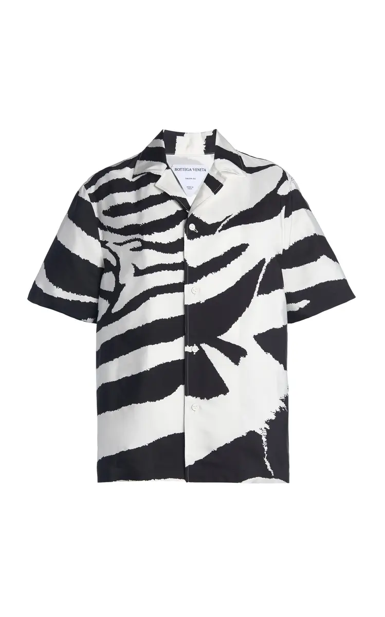 Zebra-Print Crepe Parachute Shirt