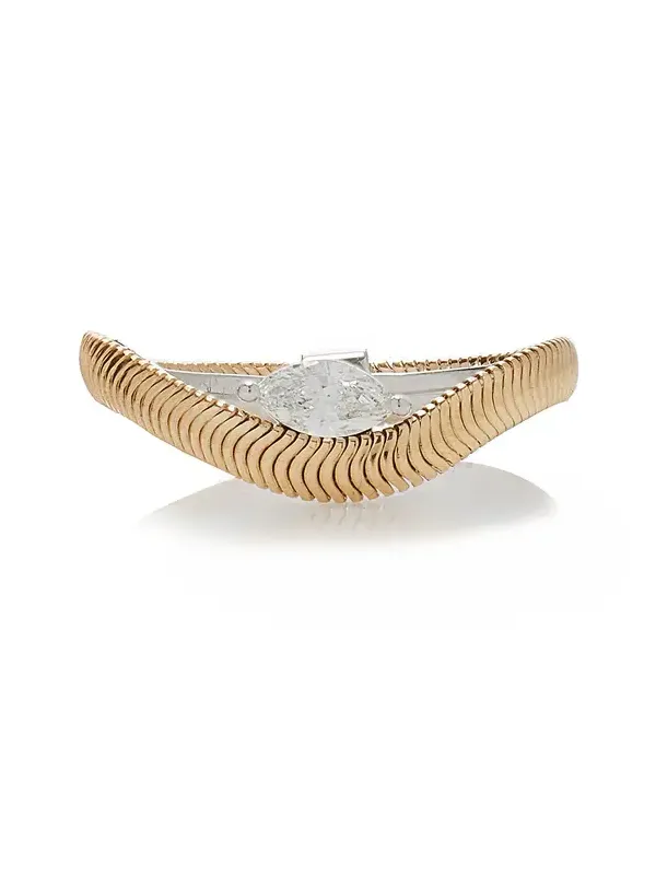 Nikos Koulis 18K White and Yellow Gold Feelings Thin Diamond Ring
