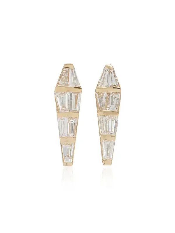 Large Spectrum 18K Gold Diamond Stud Earrings