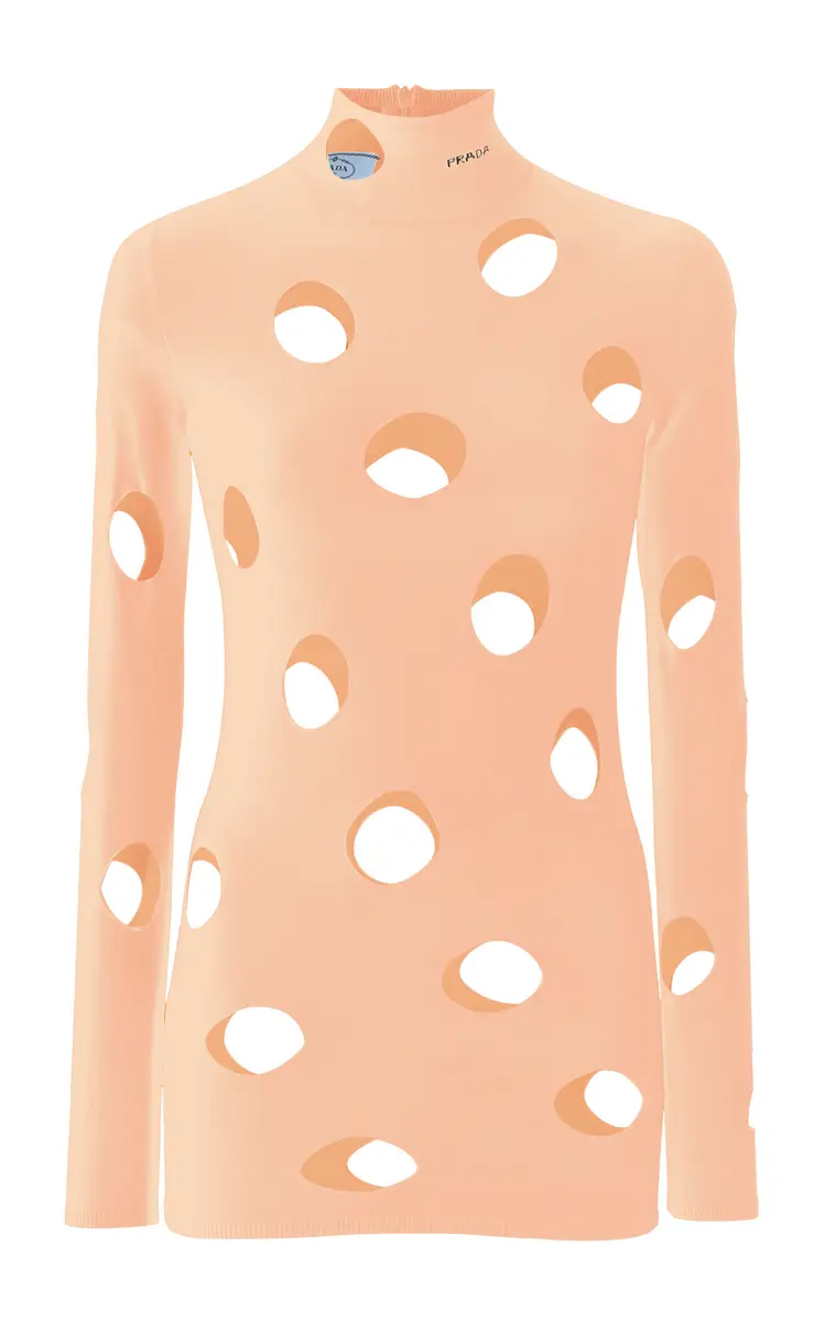Prada Distressed Jersey Turtleneck Top | Thumbnail 2 Prada Distressed Jersey Turtleneck Top | Thumbnail 2