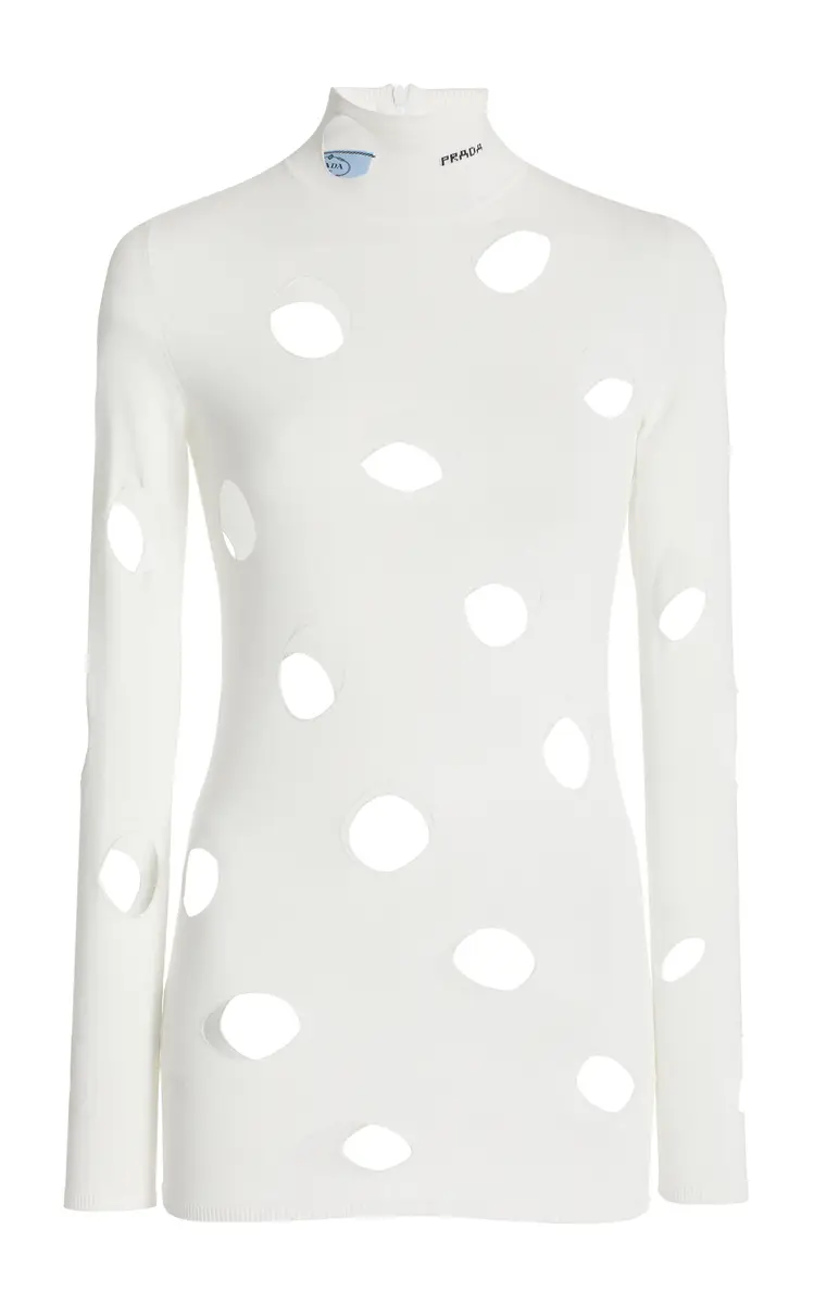Prada Distressed Jersey Turtleneck Top | Image 1 Prada Distressed Jersey Turtleneck Top | Image 1