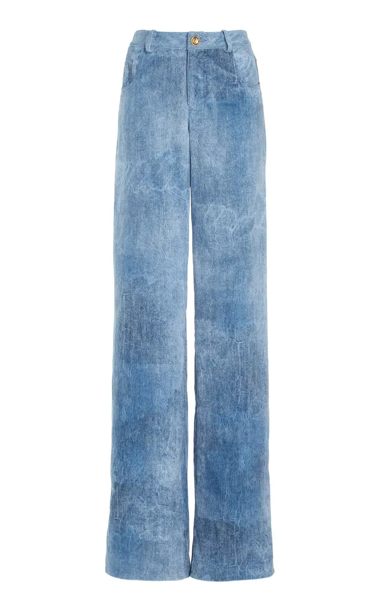 Brandon Maxwell The Reid Velvet Denim Straight-Leg Pants