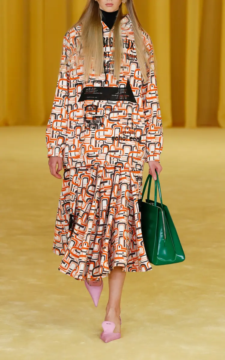 Prada Drawstring Printed Cotton Hooded Sweatshirt | Thumbnail 2