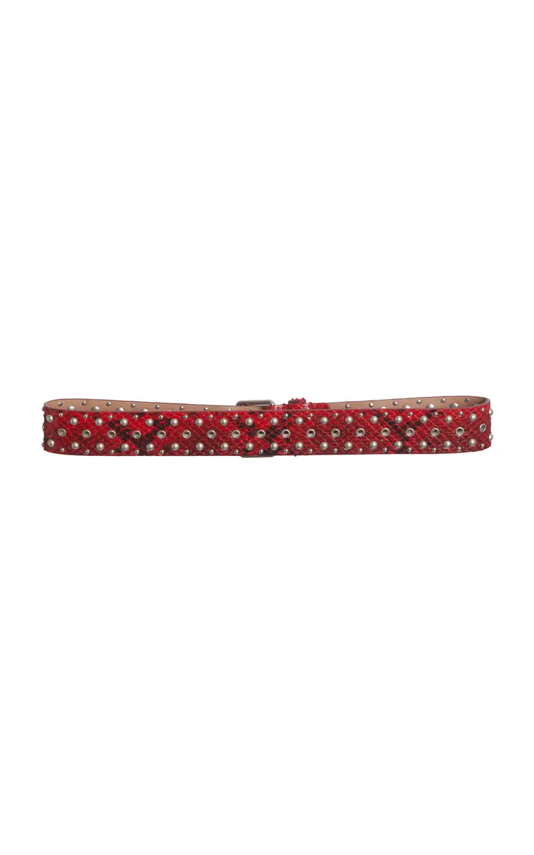 Dries Van Noten Python-Effect Leather Studded Belt | Thumbnail 3