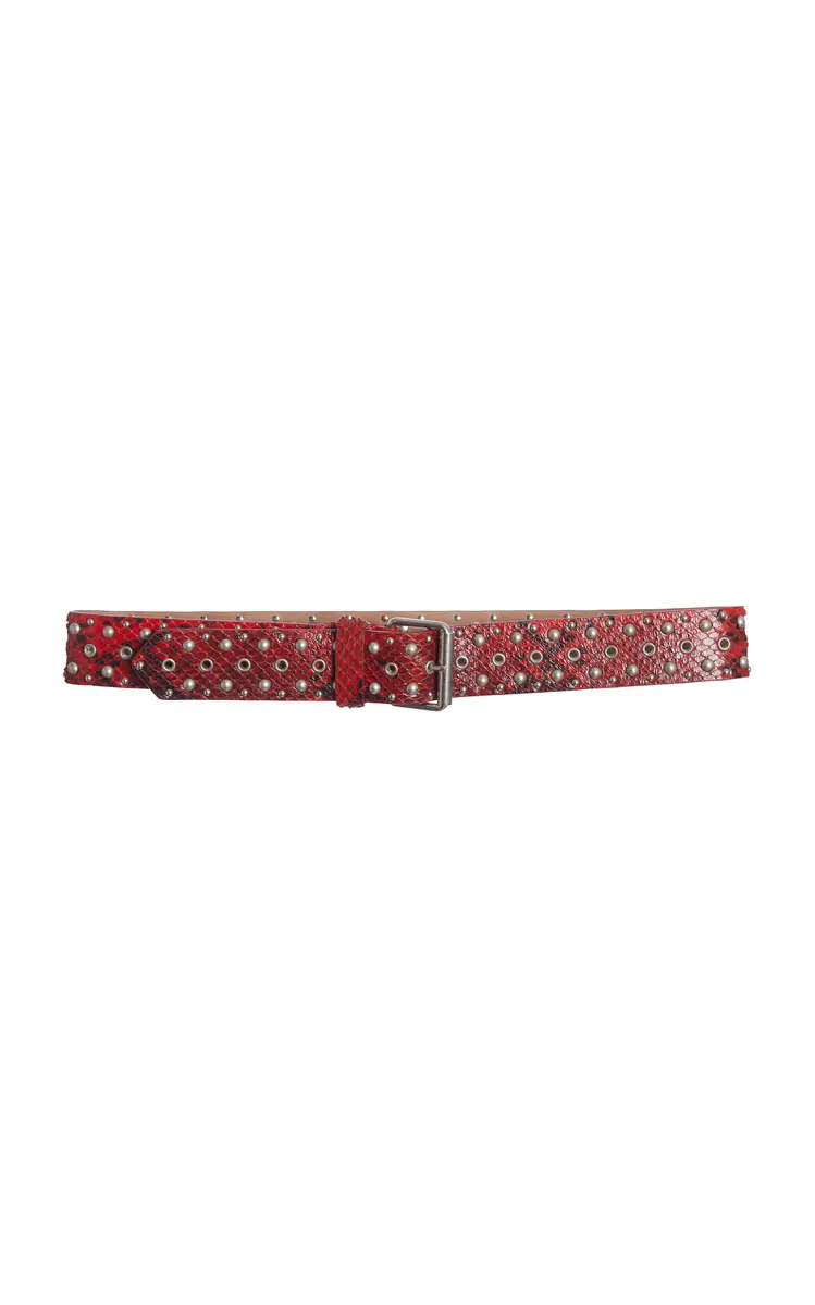 Dries Van Noten Python-Effect Leather Studded Belt | Thumbnail 4