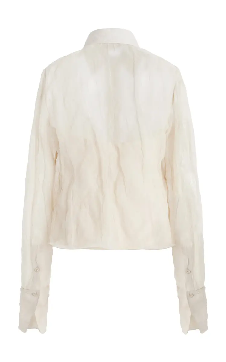 Brandon Maxwell The Billie Shrunken Metallic Organza Shirt | Thumbnail 3