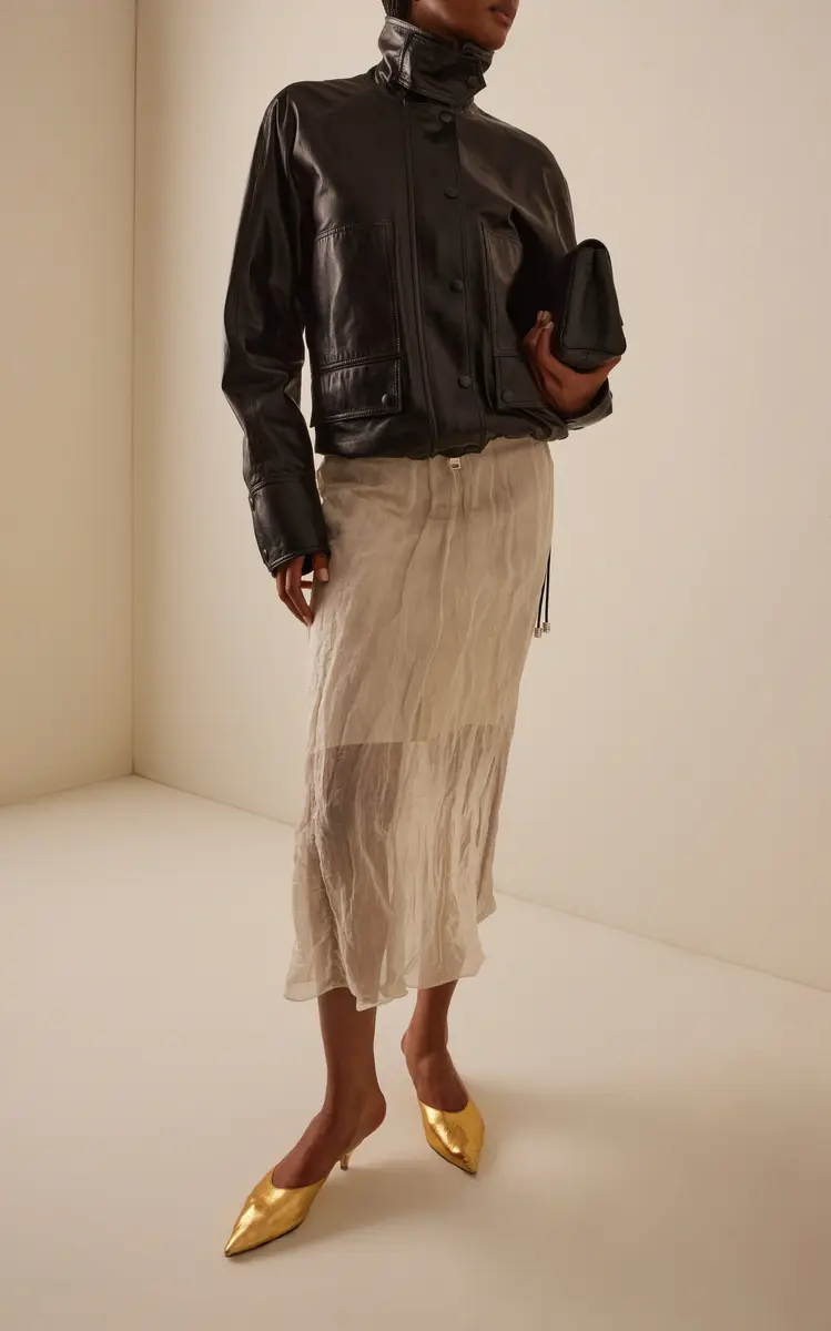 Brandon Maxwell The James Low-Rise Metallic Organza Midi Skirt | Thumbnail 3